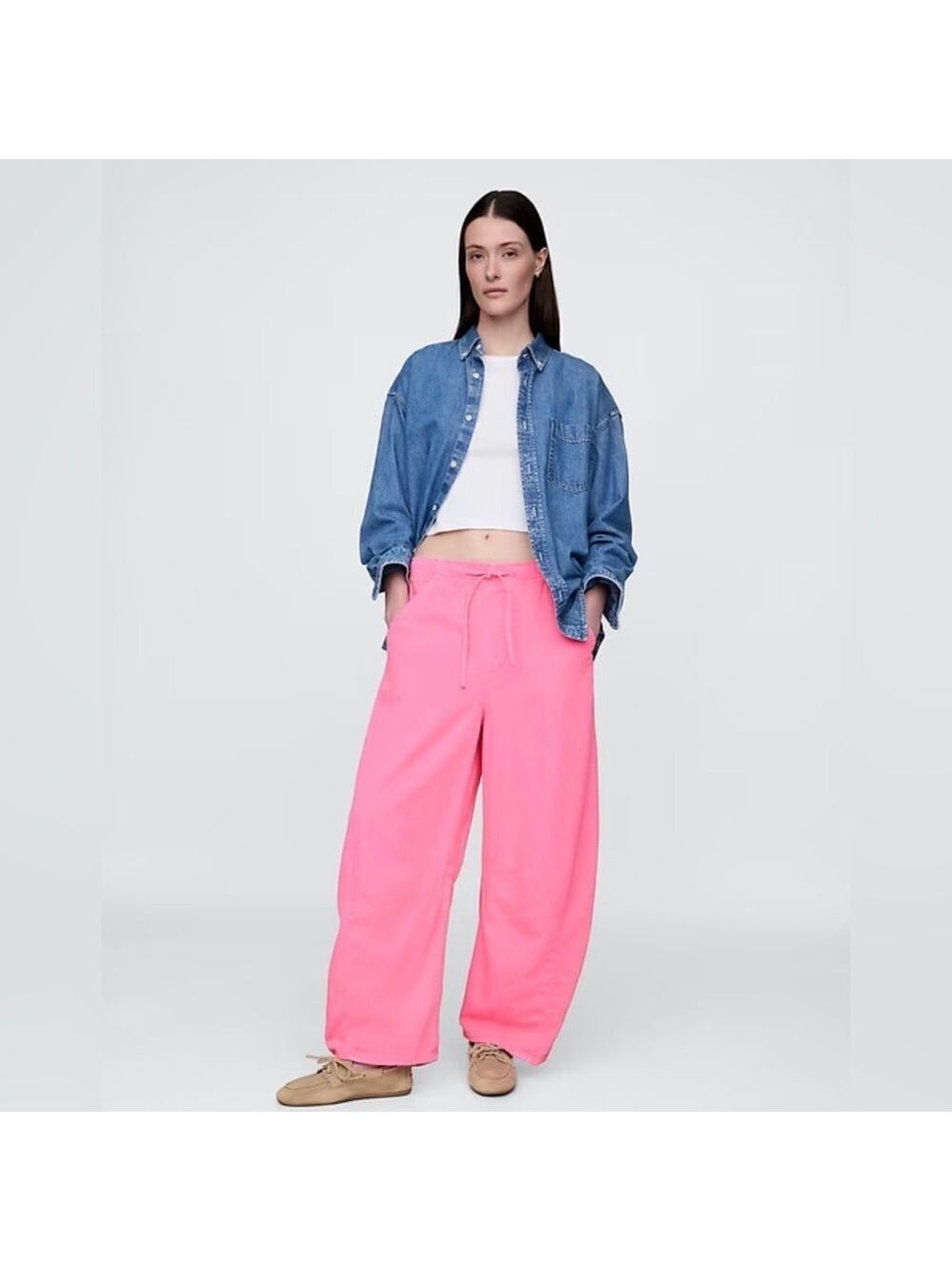 Gap Mid Rise Easy Horseshoe Denim Jeans Neon Pink NWOT Baggy Slouchy Spring